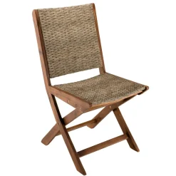 Ensemble de 2 chaises de jardin pliantes en bois Acacia et rotin synthétique