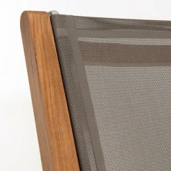 Ensemble de 2 fauteuils de jardin pliants en bois teck et textilène couleur taupe