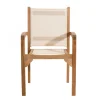 Ensemble de 2 fauteuils de jardin en bois teck - dossier et assise couleur en textilène ivoire