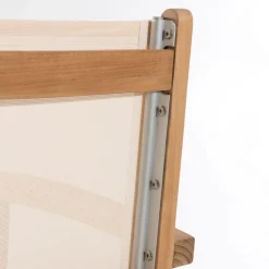 Ensemble de 2 fauteuils de jardin en bois teck - dossier et assise couleur en textilène ivoire