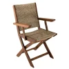 Ensemble de 2 fauteuils de jardin pliants en bois Acacia et rotin synthétique