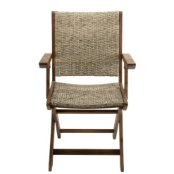Ensemble de 2 fauteuils de jardin pliants en bois Acacia et rotin synthétique