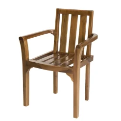 Ensemble de 2 fauteuils empilables HANNA en bois teck huilé