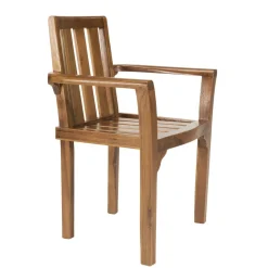 Ensemble de 2 fauteuils empilables HANNA en bois teck huilé