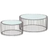Ensemble de 2 tables basses Universe Verre Blanc et Métal Taupe