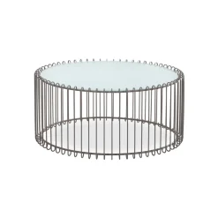 Ensemble de 2 tables basses Universe Verre Blanc et Métal Taupe