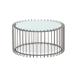 Ensemble de 2 tables basses Universe Verre Blanc et Métal Taupe