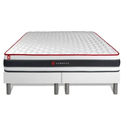 Ensemble double sommier matelas ressorts ensaches et memoire de forme