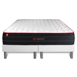 Ensemble double sommier matelas BOOST ressorts ensaches et memoire de forme