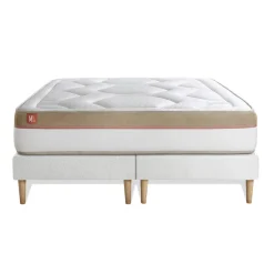 Ensemble LE COSY Memoire de forme 7 zones de confort double sommiers Blanc