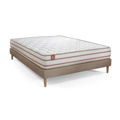 Ensemble LE DOUX Memoire de forme 3 zones de confort sommier Beige