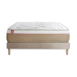 Ensemble LE SOYEUX Ressorts ensaches Memoire de forme BioVisco sommier kit Beige