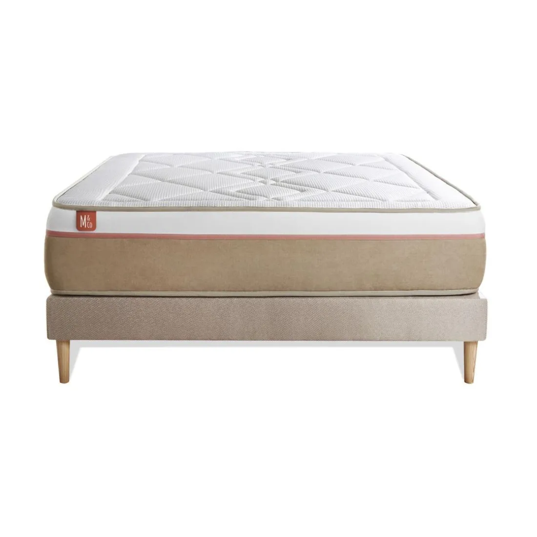 Ensemble LE SOYEUX Ressorts ensaches Memoire de forme BioVisco sommier Beige