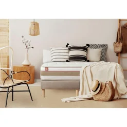 Ensemble LE TENDRE Ressorts ensaches Memoire de forme 7 zones de confort double sommiers Beige