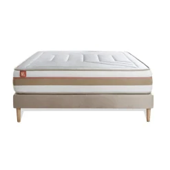 Ensemble LE TENDRE Ressorts ensaches Memoire de forme 7 zones de confort sommier Beige