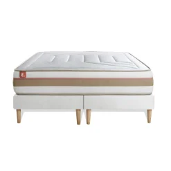 Ensemble LE TENDRE Ressorts ensaches Memoire de forme 7 zones de confort double sommiers Blanc