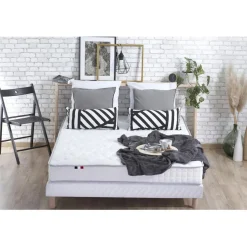 Ensemble Matelas 100% latex 3 zones NUDE et Sommier Blanc