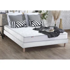 Ensemble Matelas 100% latex 3 zones NUDE et Sommier Blanc