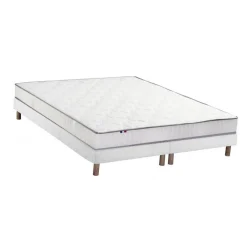 Ensemble Matelas 100% latex 3 zones NUDE et Sommier Blanc