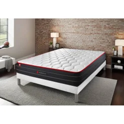 Ensemble matelas BOOST ressorts ensaches et memoire de forme avec sommier kit blanc