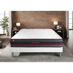 Ensemble matelas REGEN a memoire de forme sommier kit blanc