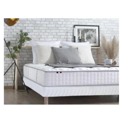 Ensemble Matelas Ressorts 7 zones COSMA + Sommier - Made in France - Sommier Blanc