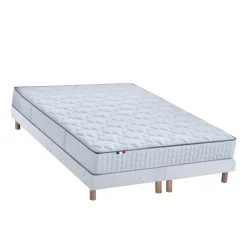 Ensemble Matelas Ressorts 7 zones COSMA + Sommier - Made in France - Sommier Blanc