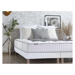 Ensemble Matelas Ressorts 7 zones COSMA + Sommier - Made in France - Sommier Blanc