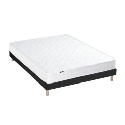 Ensemble Matelas Ressorts Fermes biconiques SPECTOS + Sommier Made in France - Sommier Noir