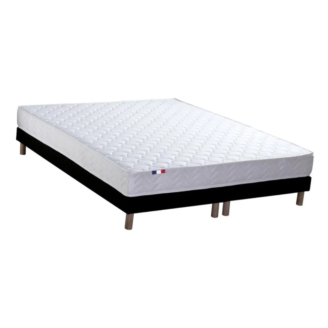 Ensemble Matelas Ressorts Fermes biconiques SPECTOS + Sommier Made in France - Sommier Noir