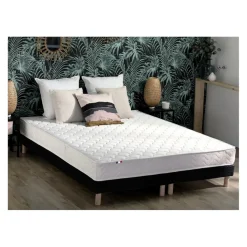Ensemble Matelas Ressorts Fermes biconiques SPECTOS + Sommier Made in France - Sommier Noir