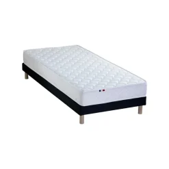 Ensemble Matelas Ressorts Fermes biconiques SPECTOS + Sommier Made in France - Sommier Noir