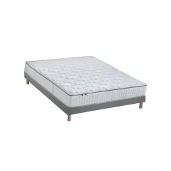 Ensemble Matelas Ressorts 7 zones COSMA + Sommier - Made in France - Sommier Gris chiné