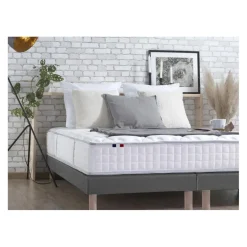Ensemble Matelas Ressorts 7 zones COSMA + Sommier - Made in France - Sommier Gris chiné
