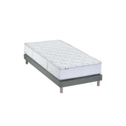 Ensemble Matelas Ressorts 7 zones COSMA + Sommier - Made in France - Sommier Gris chiné
