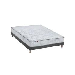 Ensemble Matelas Ressorts 7 zones COSMA + Sommier - Made in France - Sommier Noir
