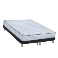 Ensemble Matelas Ressorts 7 zones COSMA + Sommier - Made in France - Sommier Noir