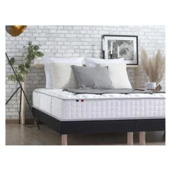Ensemble Matelas Ressorts 7 zones COSMA + Sommier - Made in France - Sommier Noir