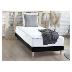 Ensemble Matelas Ressorts 7 zones COSMA + Sommier - Made in France - Sommier Noir
