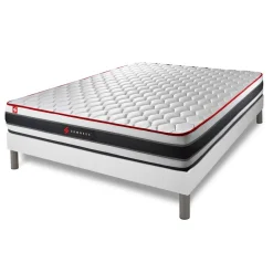 Ensemble matelas ressorts ensaches et memoire de forme et sommier kit blanc