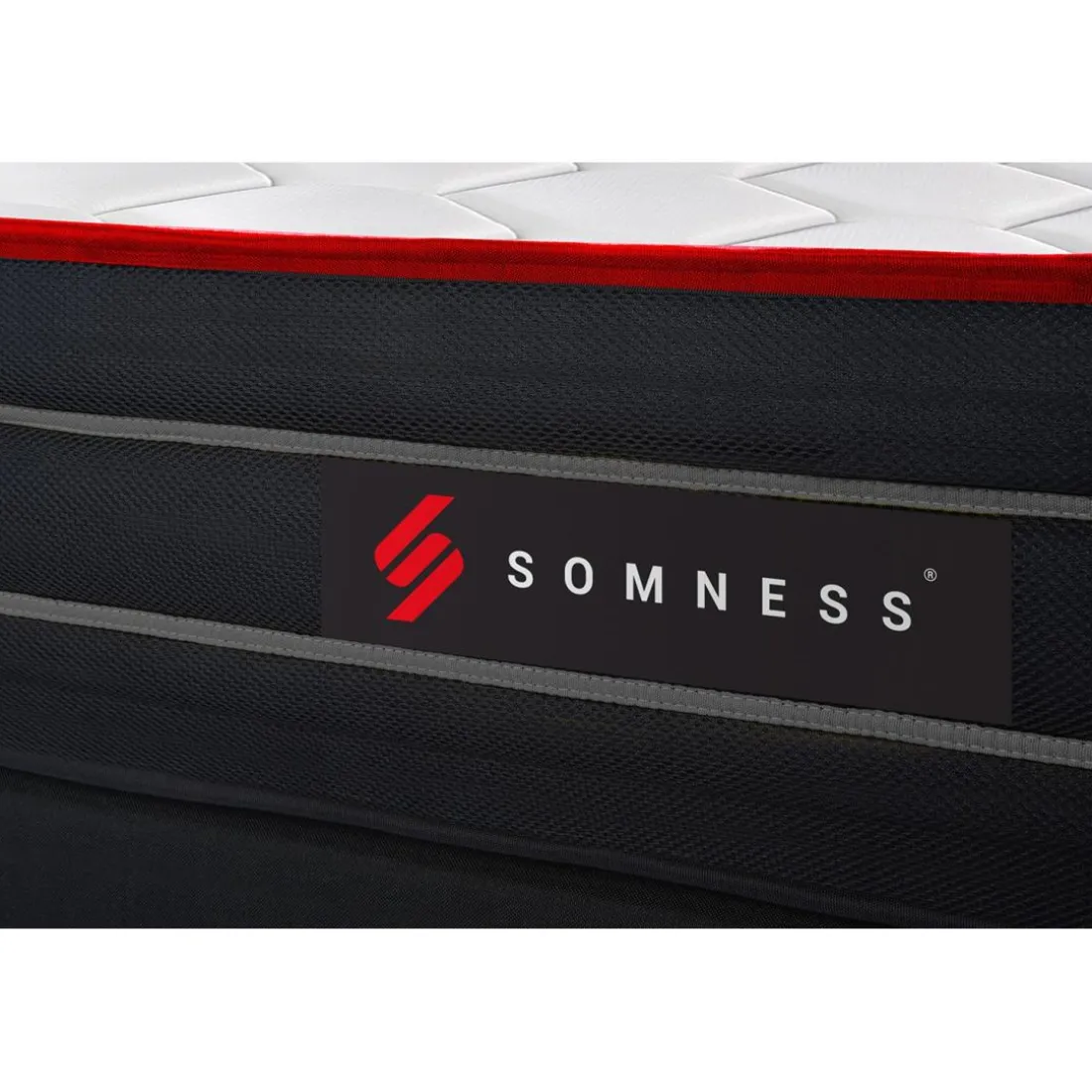 Ensemble matelas ressorts ensaches et memoire de forme,sommier kit noir