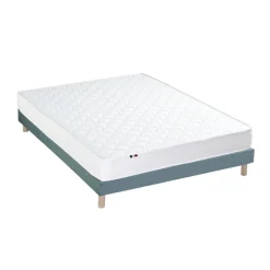 Ensemble Matelas Ressorts Fermes biconiques SPECTOS + Sommier Made in France - Sommier Vert céladon