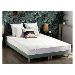 Ensemble Matelas Ressorts Fermes biconiques SPECTOS + Sommier Made in France - Sommier Vert céladon