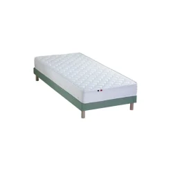 Ensemble Matelas Ressorts Fermes biconiques SPECTOS + Sommier Made in France - Sommier Vert céladon