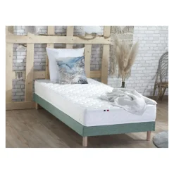 Ensemble Matelas Ressorts Fermes biconiques SPECTOS + Sommier Made in France - Sommier Vert céladon
