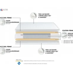 Ensemble Matelas Ressorts Fermes biconiques SPECTOS + Sommier Made in France - Sommier Vert céladon