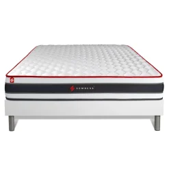 Ensemble sommier matelas ressorts ensaches et memoire de forme