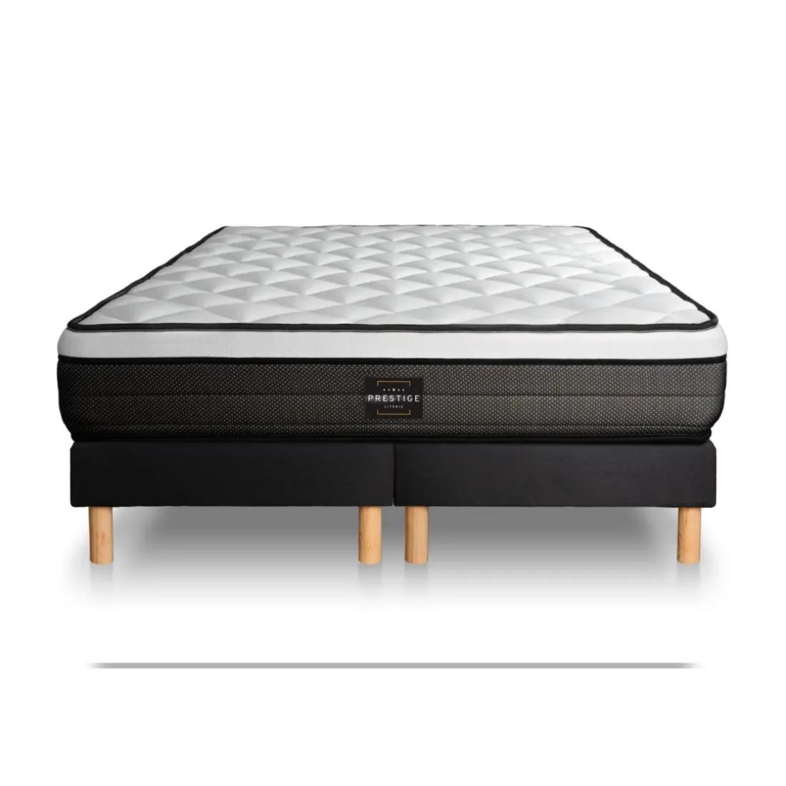 Ensemble Suite Ressorts ensaches, memoire de forme 5 zones double sommier noir