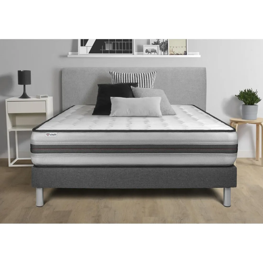 Ensemble VITALPOWER RECOVER sommier Kit gris