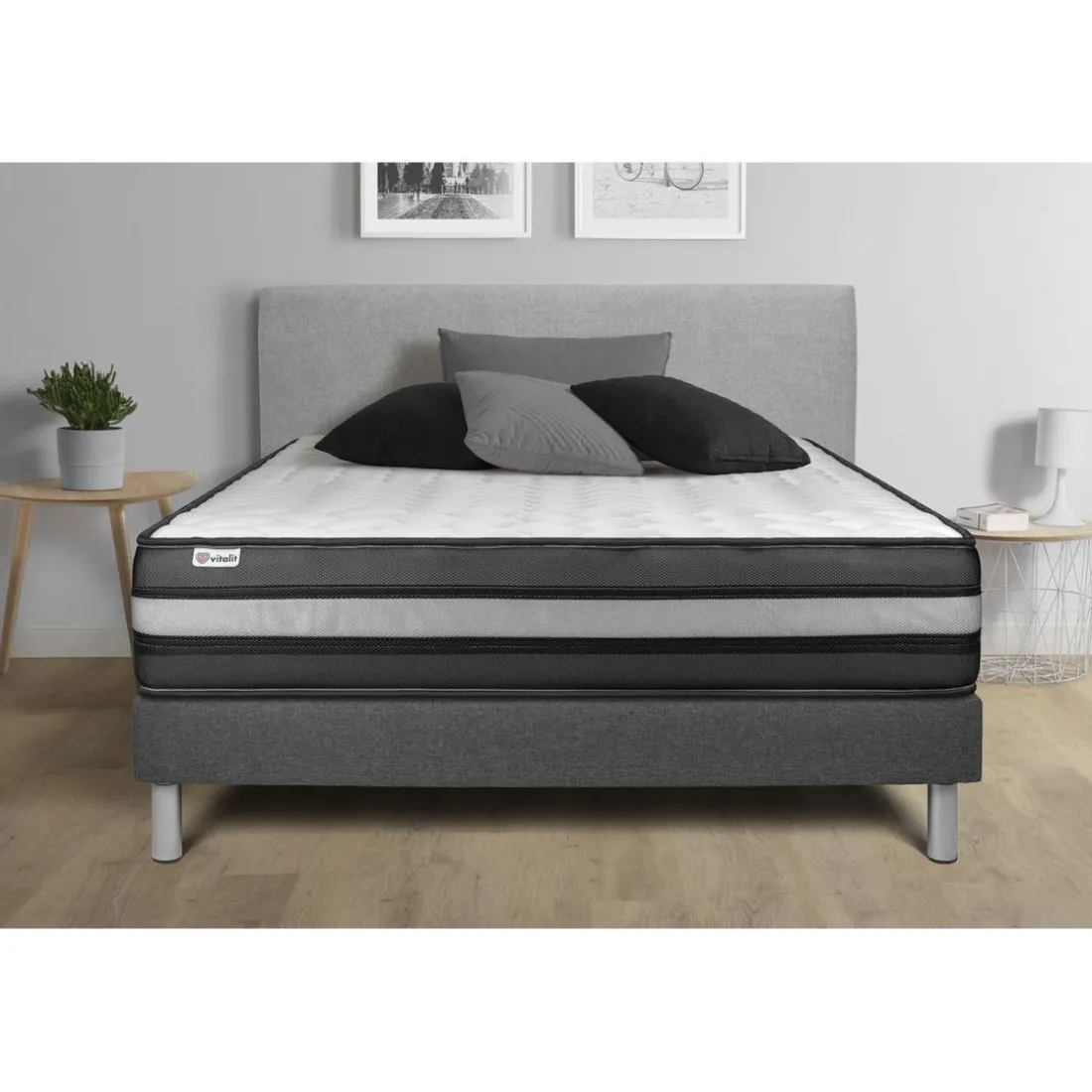 Ensemble VITALPOWER ZEN sommier Kit gris